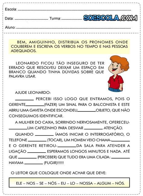 Atividades De Português 4° Ano Interpretação De Texto SÓ Escola