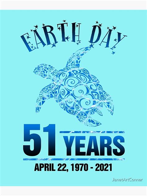 Earth Day 51st Anniversary Sea Turtle 2021 Poster For Sale By