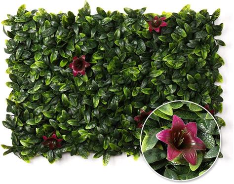 Artificial Leaf Hedge Fence With Flowers Realistic Artificial Plant