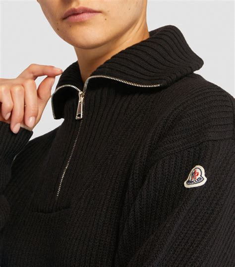 Womens Moncler Black Wool Cashmere Half Zip Sweater Harrods Uk