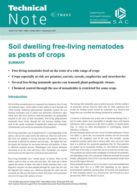 Pdf Soil Dwelling Free Living Nematodes As Pests Of Crops Sruc