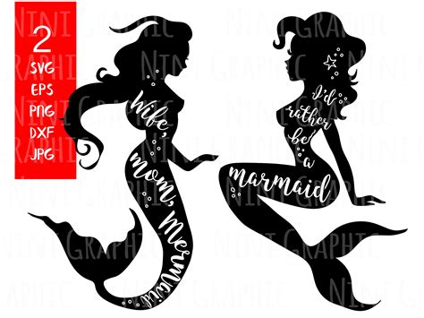 wife mom mermaid and i d rather be a mermaid svg files for etsy