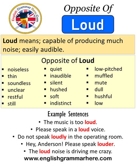 Opposite Of Loud Antonyms Of Loud Meaning And Example Sentences