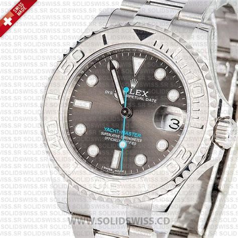 Rolex Yacht Master Platinum Bezel Rhodium Dial 37mm Watch
