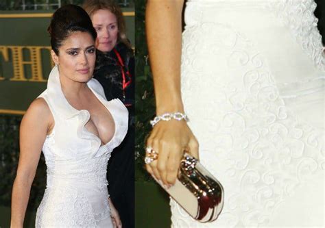 Salma Hayek Risks Nip Slip Wardrobe Malfunction In White Dress At London Evening Standard