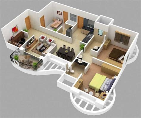2 Bhk Home Design Plans Wide Dining Table