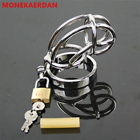 Stainless Steel Cock Cage Penis Rings Metal Chastity Device In Sex Games Fetish Adult