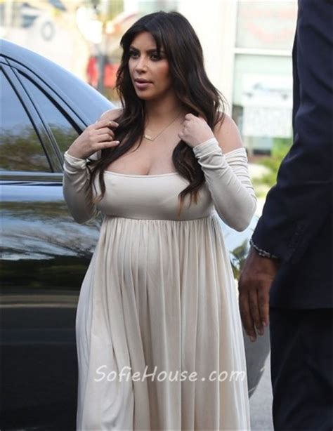 Sexy Long Ivory Pregnant Kim Kardashian Maternity Dress