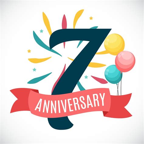 Anniversary 7 Years Template With Ribbon Vector Illustration 2478633