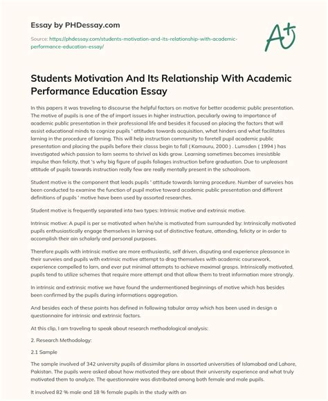 Students Motivation And Its Relationship With Academic Performance