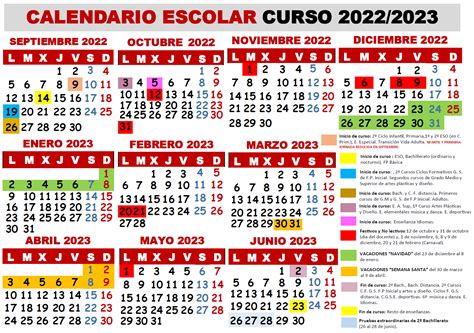 Calendario Escolar Curso 20222023 Feccoocyl