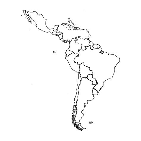 Outline Sketch Map Of Latin America With Countries Vector Art