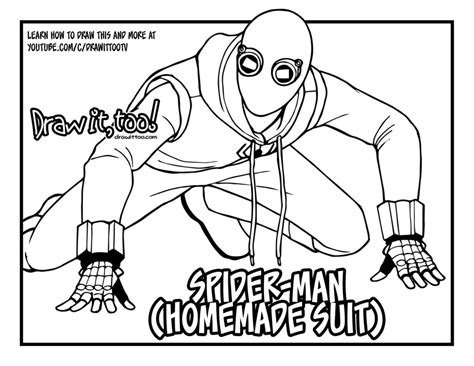 How To Draw Spider Mans Homemade Suit Spider Man Homecoming Drawing