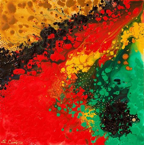 Red Yellow Green Black Abstract Painting Red Yellow
