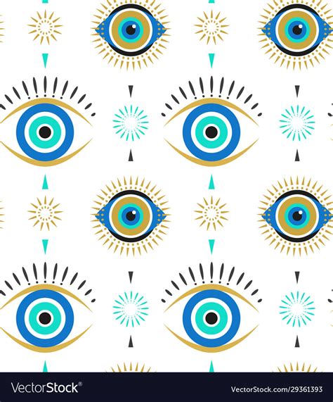 Evil Eyes Seamless Pattern Contemporary Modern Vector Image