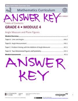 Grade 1, module 2, lesson 16, problem set 1. EngageNY (Eureka Math) Grade 4 Module 4 Answer Key by MathVillage