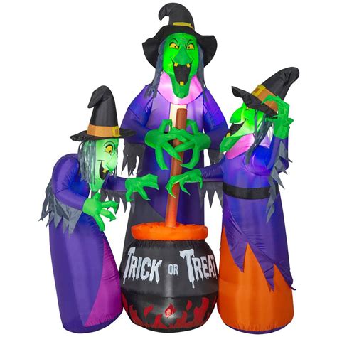 Home Accents Holiday 6 Ft Fire And Ice Witches With Cauldron Airblown