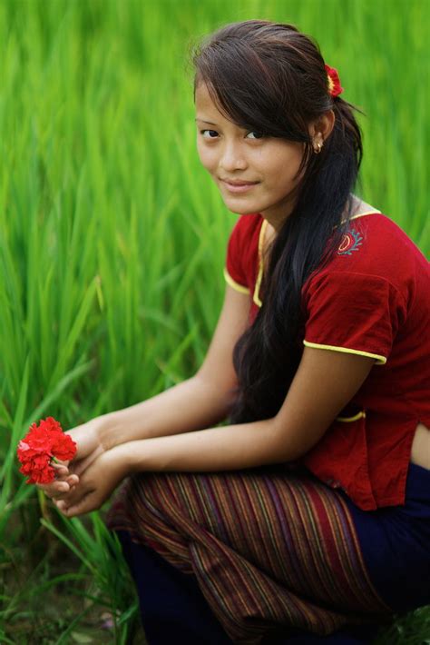 thaman nepali girl with flower chitwan national parc terai nepal flickr photo sharing