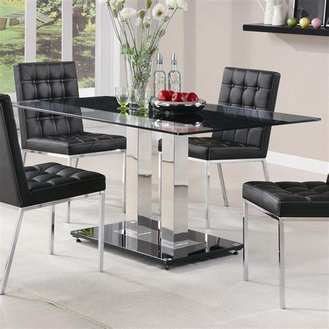 2023 Latest Chrome Dining Tables With Tempered Glass