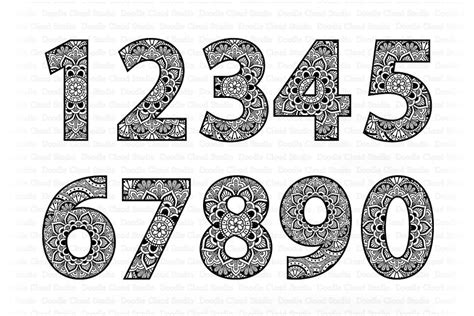 Mandala Numbers Svg Zentangle Numbers Svg Files By Doodle Cloud Studio