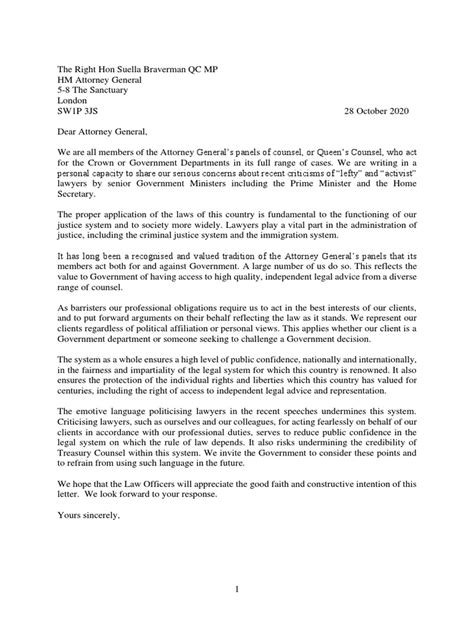 Letter To Attorney General 281020 Barrister Attorney General