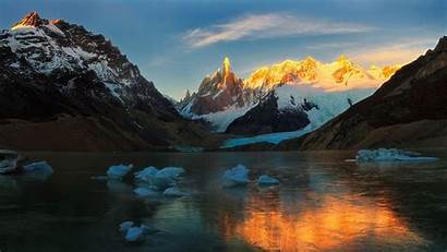 Argentina Sunrise Mountain Lake Landscape Ice Nature