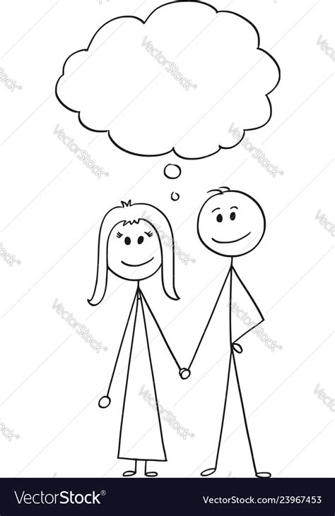 Cartoon Heterosexual Couple Man And Woman Vector Image