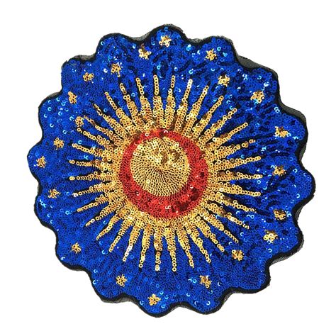 3pc 21cm Sequin Embroidered Patch Embroidery Beaded Applique Blue