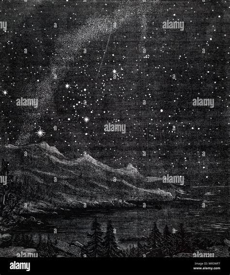 Engraving Depicting A View Of The Night Sky Showing The Milky Way