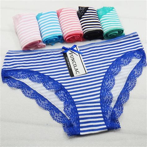 Funcilac Lot 5 Pcs Womens Underwear Cotton Sexy Lace Panties Everyday Briefs Lingerie Girls