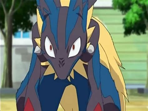 Korrina s Mega Lucario beoing berserk screenshot from Pokémon XY Mewtwo