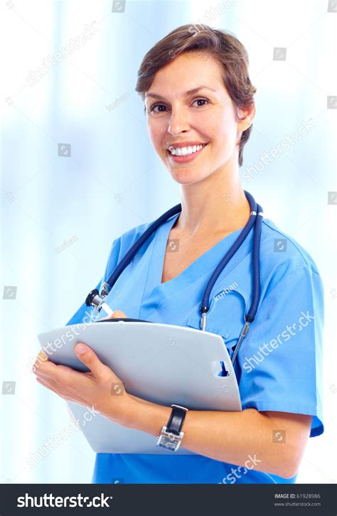 Young Smiling Medical Nurse Stethoscope Stock Photo 61928986 Shutterstock