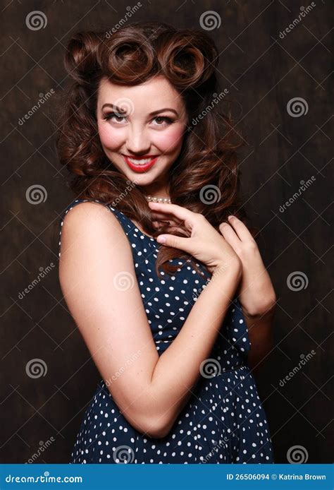 Adorable Pin Up Style Girl In Studio Stock Photo Image Of Caucasian