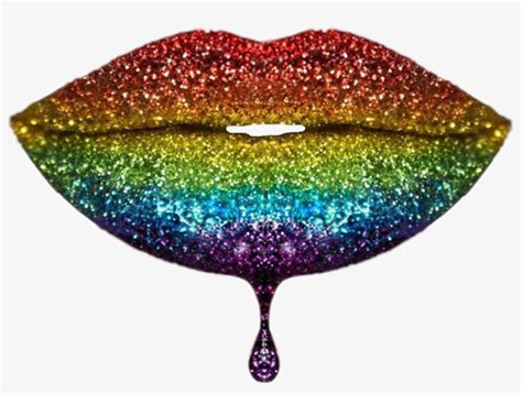 Rainbow Glitter Rainbowglitter Lips Transparent Background Glitter