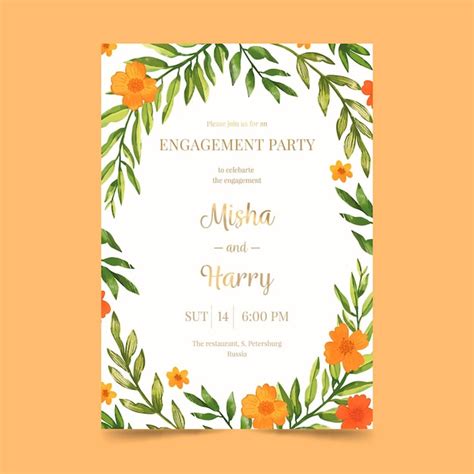 Free Vector Floral Engagement Invitation Template