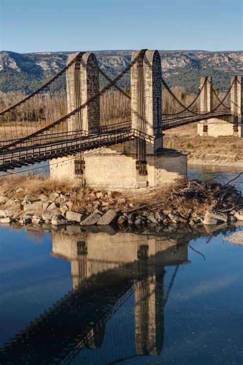 The Old Suspension Bridge Of Mallemort Bouches Du Rhone France Stock