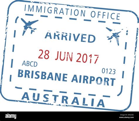 Brisbane Airport Australia Immigration Office Visa Stamp Isolated Vector Border Passport