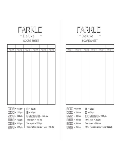 Free Printable Farkle Score Sheet Printable World Holiday