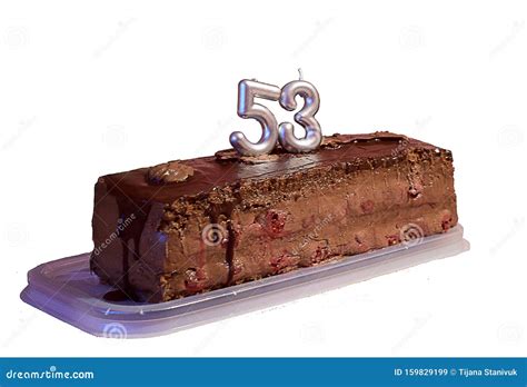 Birthday Cake On White Background 53 Years Old Stock Image Image Of