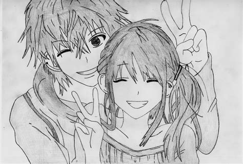 Anime Couple Drawing By 1dragonwarrior1 Anime Couple Drawing By