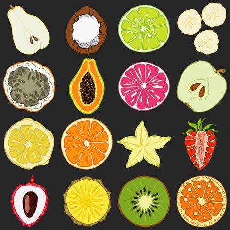 Set Of Fresh Hand Drawn Fruits And Vegetables Set Of Fresh Hand Drawn
