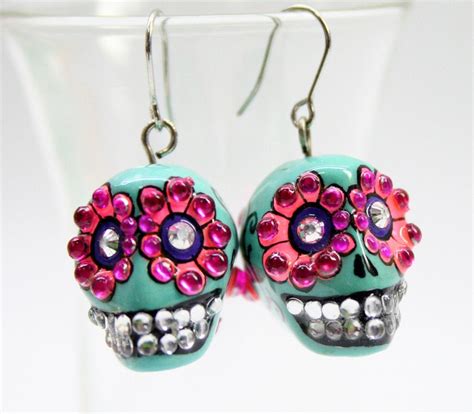 Skull In A Day Is The Day Of The Dead Earrings Stone Es0003 Etsy
