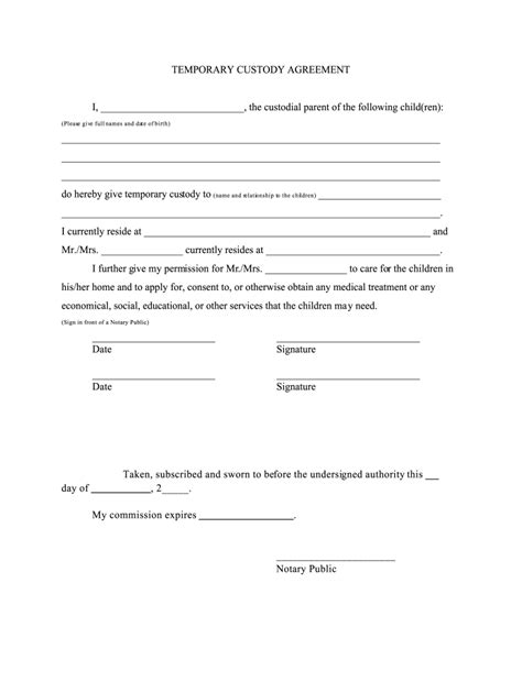 Temporary Guardianship Form Fill Online Printable Fillable Blank