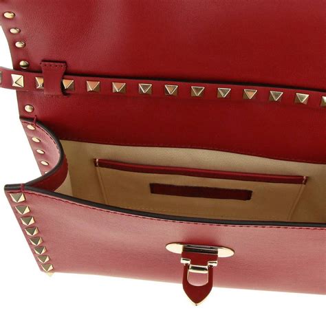 Valentino Garavani Rockstud Bag In Genuine Leather With Metal Hook And