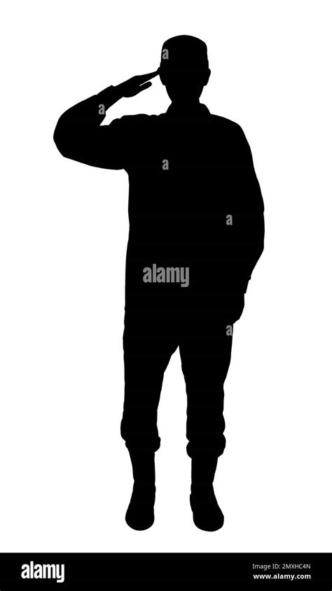 Silhouette Of Soldier In Uniform On White Background Military Service