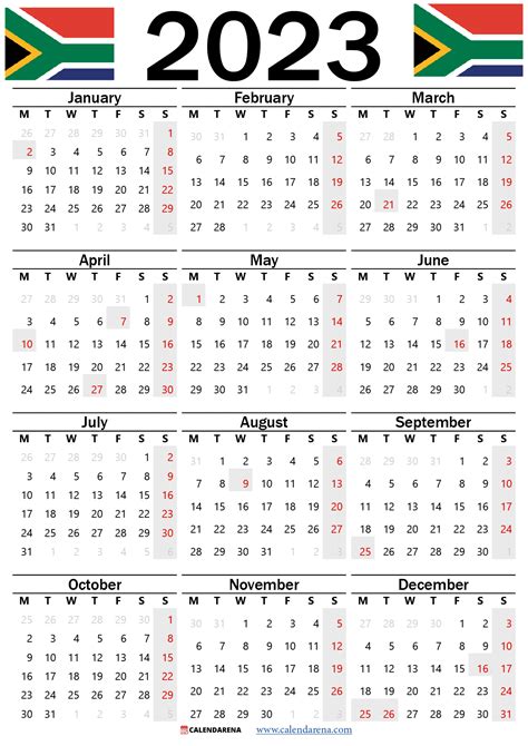 Calendar 2023 Printable South Africa Time And Date Calendar 2023 Canada