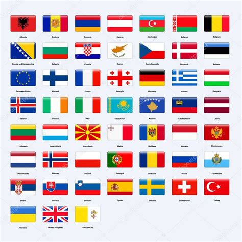 Fotos Bandera De Países Europeos Conjunto De Banderas De Todos Los