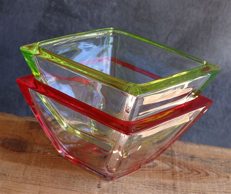 Red Small Waither Glass Square Bowl By The Abbott Collection The Weed Patch