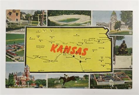 Kansas Postcard Vintage Greetings From Kansas Souvenir Etsy