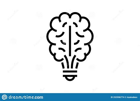 Brain Light Bulb Linear Innovation Icon Creative Thinking Idea Outline